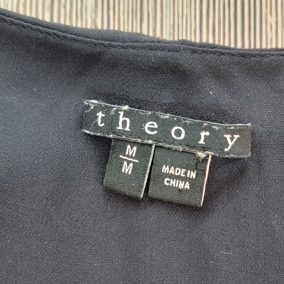 Theory Black Drape V Neck Tank Top Blouse - Picture 4 of 7